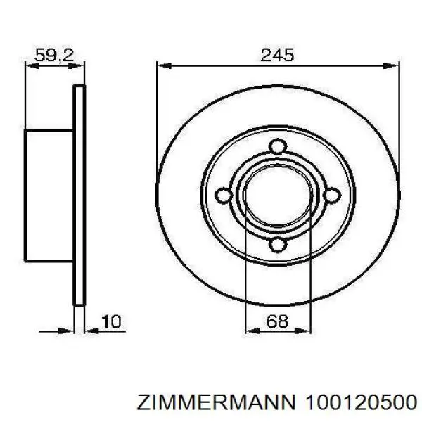 100120500 Zimmermann Дисковый тормоз
