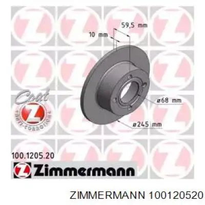 100120520 Zimmermann диск тормозной задний