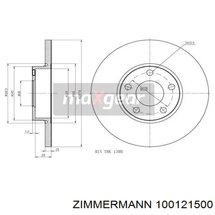 Тормоз дисковый передний Zimmermann 100121500 цена, от 35.60 USD