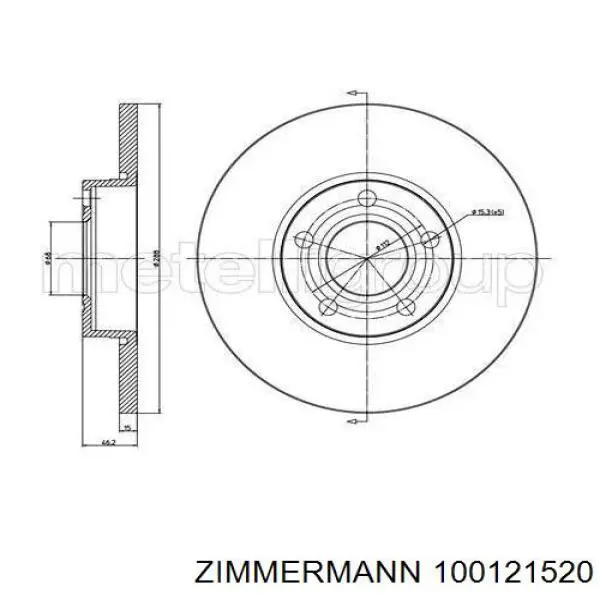 Передний тормозной диск Zimmermann 100121520