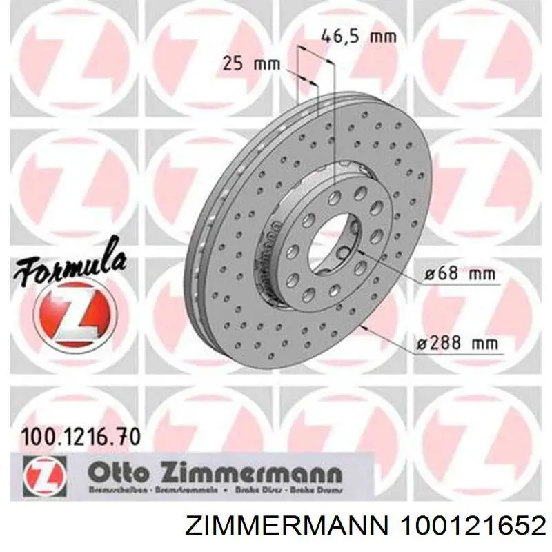 Тормоз дисковый передний Zimmermann 100121652 цена, от 37.94 USD