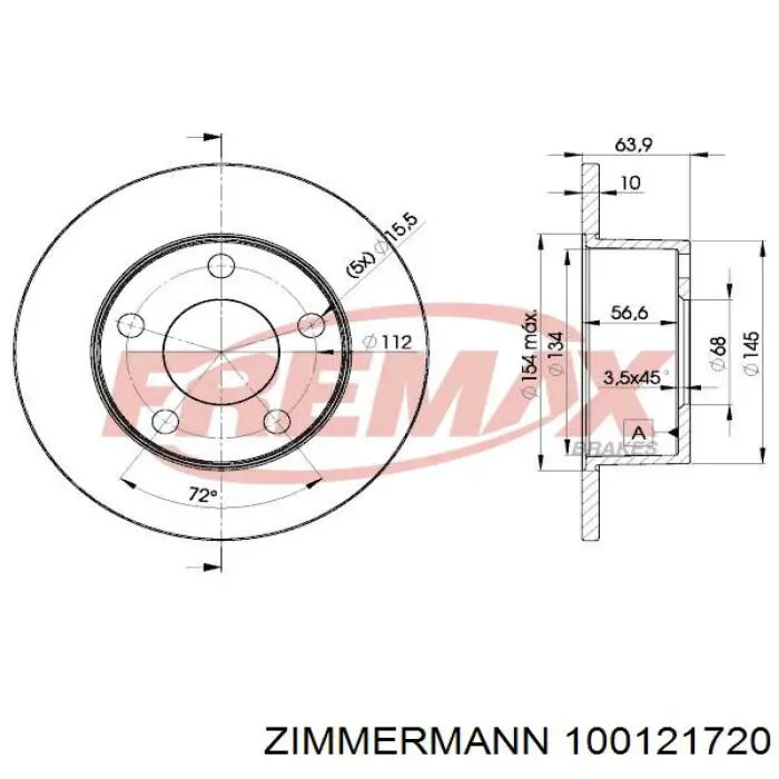 Купить 100121720 Zimmermann Диск тормозной задний