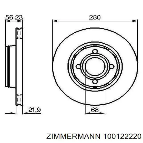 100122220 Zimmermann Диск тормозной передний