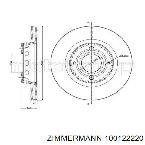 Тормоз дисковый передний Zimmermann 100122220 цена, от 44.50 USD