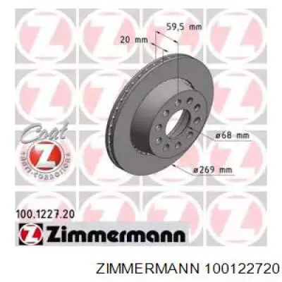 Купить 100122720 Zimmermann Диск тормозной задний