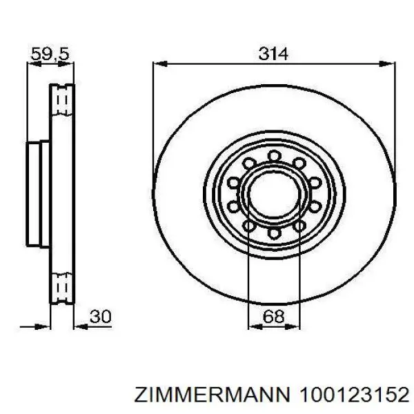 Купить 100123152 Zimmermann Ротор тормозной