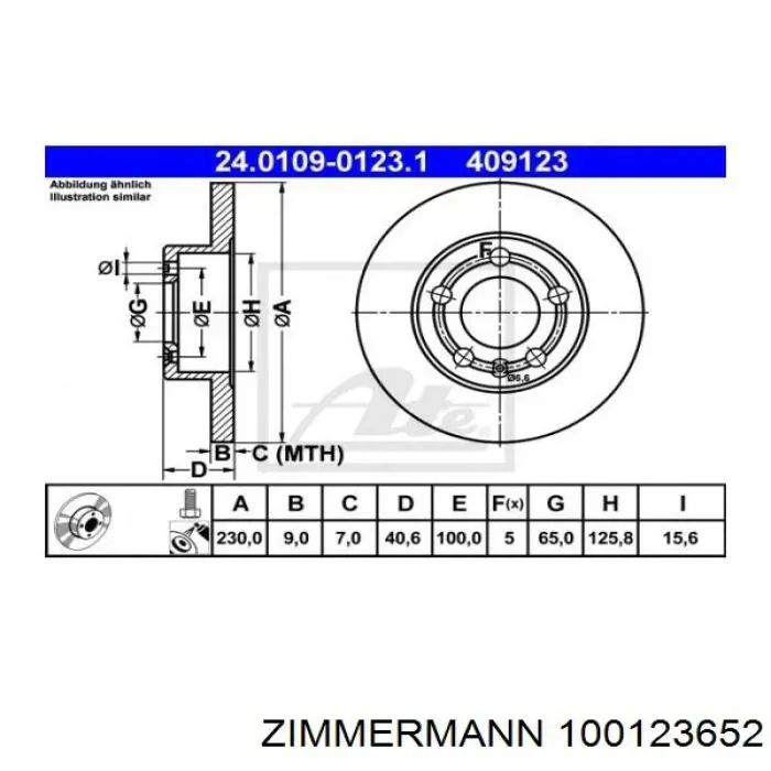 Тормозные диски 100123652 Zimmermann