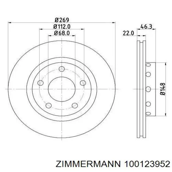 Тормозные диски 100123952 Zimmermann