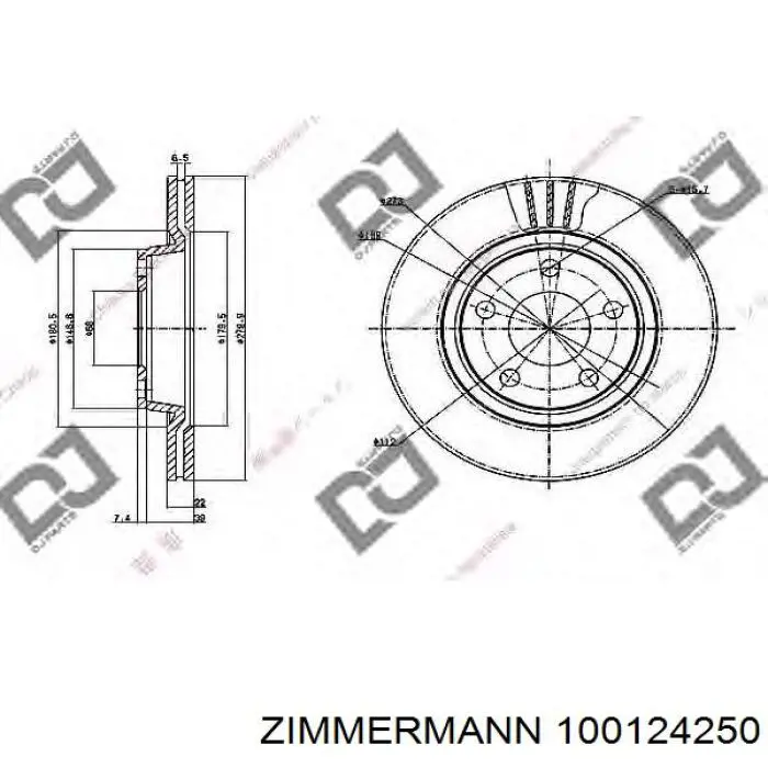 Тормоз дисковый передний Zimmermann 100124250 цена, от 43.42 USD