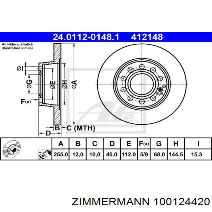 Тормозные диски 100124420 Zimmermann