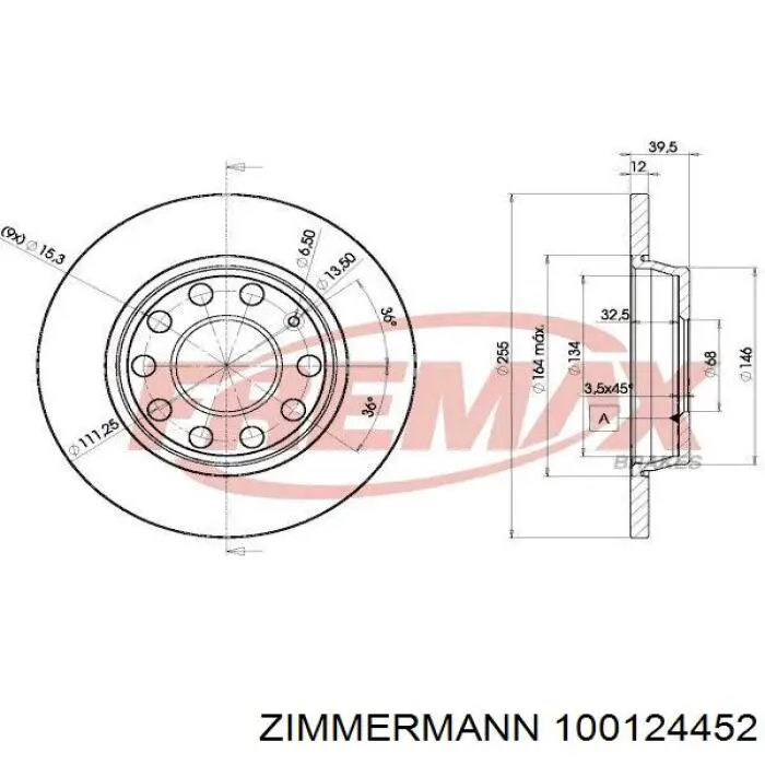 Купить 100124452 Zimmermann Диск тормозной задний