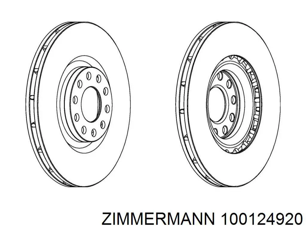 Передние тормозные диски 100124920 Zimmermann