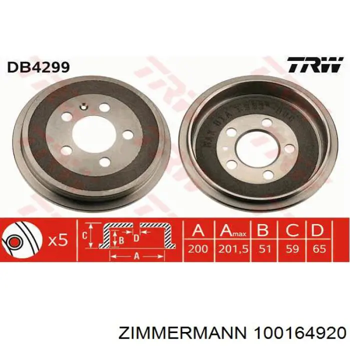 Тормозной барабан 100164920 Zimmermann