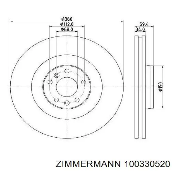 Передний тормозной диск Zimmermann 100330520