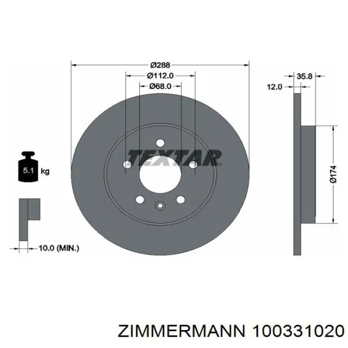 Тормозные диски 100331020 Zimmermann
