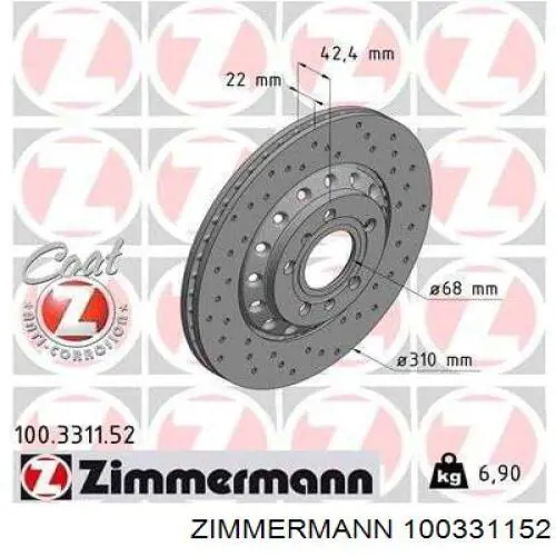 Тормозные диски 100331152 Zimmermann