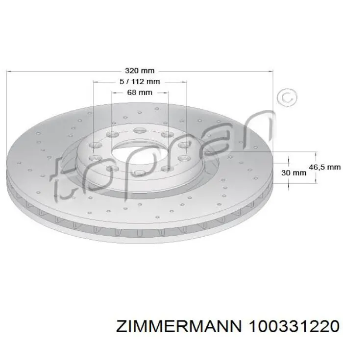 100331220 Zimmermann Диск тормозной передний