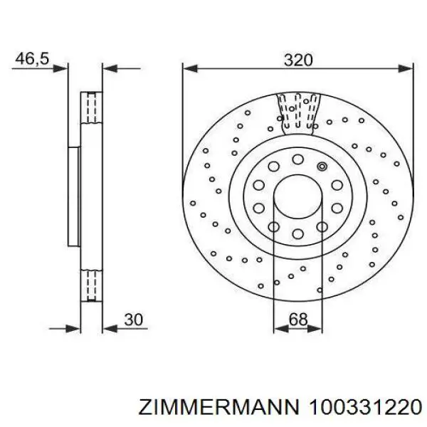 Тормоз дисковый передний Zimmermann 100331220 цена, от 66.18 USD