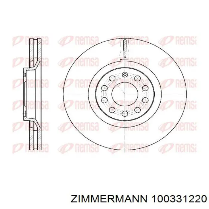 Передние тормозные диски 100331220 Zimmermann