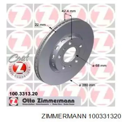 Задний тормозной диск Zimmermann 100331320 цена, от 55.97 USD