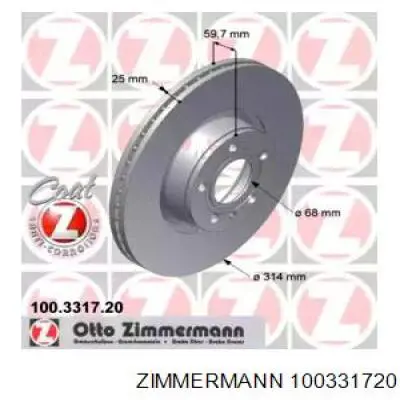 Купить 100331720 Zimmermann Ротор тормозной