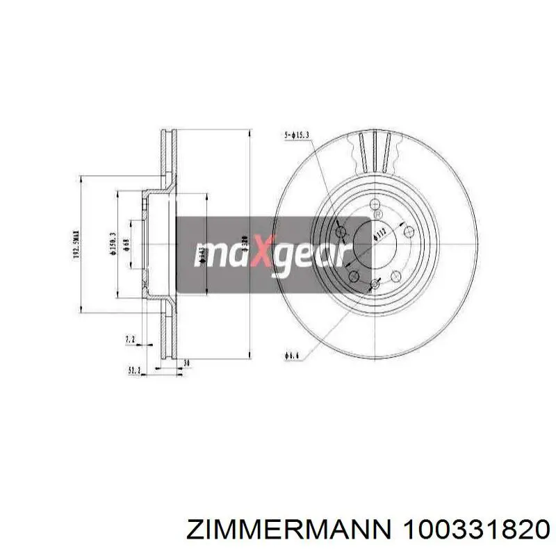 Передние тормозные диски 100331820 Zimmermann