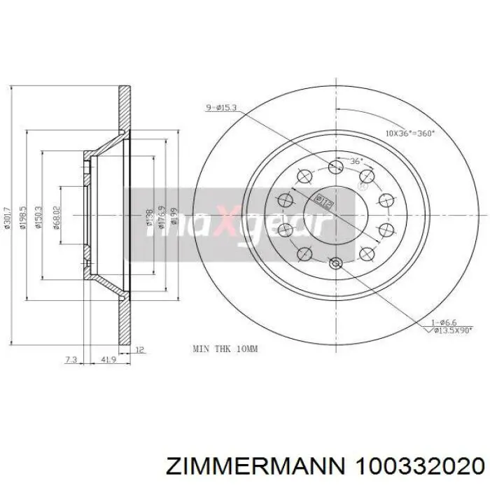 100.3320.20 Zimmermann диск тормозной задний