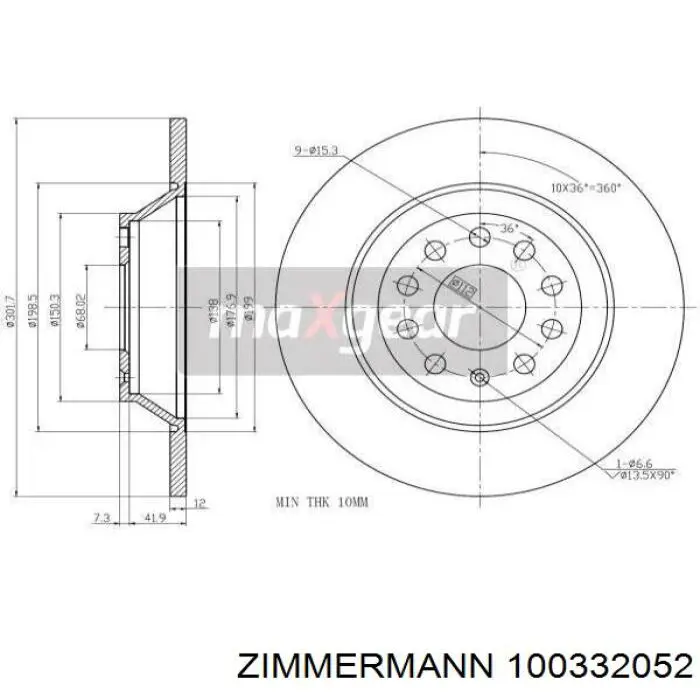 Задний дисковый тормоз Zimmermann 100332052