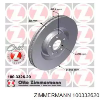 Передние тормозные диски 100332620 Zimmermann