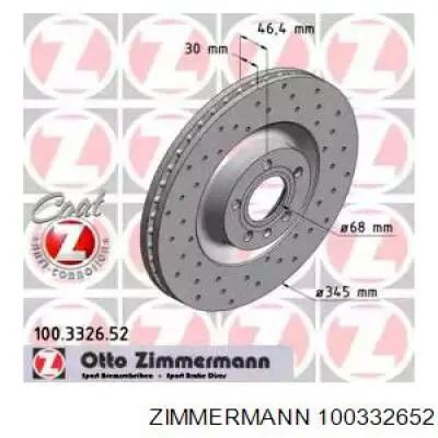 Передние тормозные диски 100332652 Zimmermann