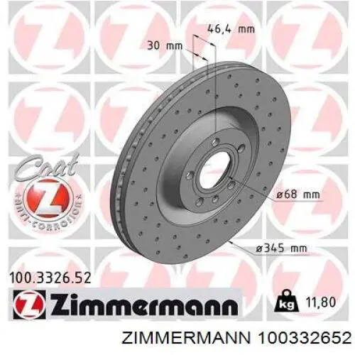 Диск гальмівний передній 100332652 Zimmermann