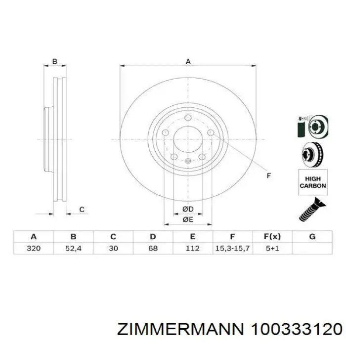 Передний тормозной диск Zimmermann 100333120