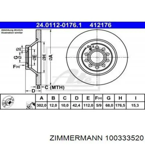 Задний тормозной диск Zimmermann 100333520 цена, от 43.67 USD
