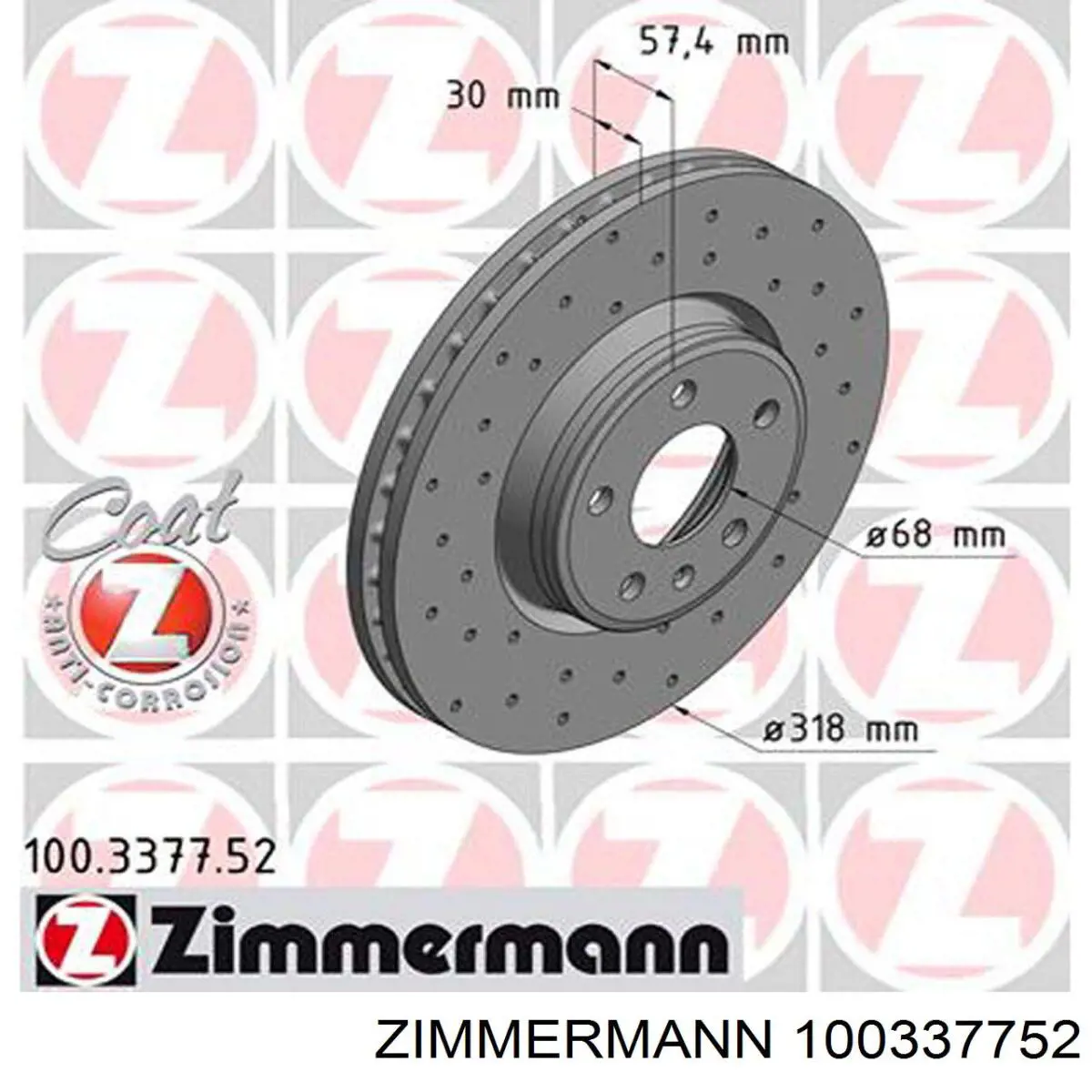 Передние тормозные диски 100337752 Zimmermann