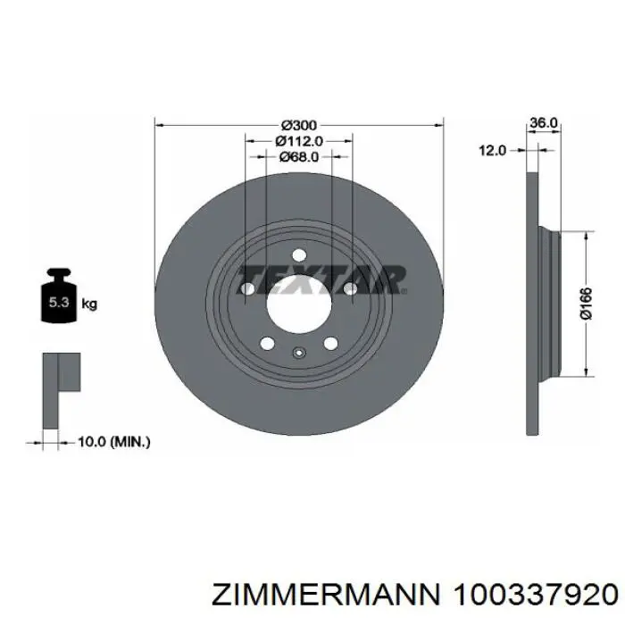 Задний тормозной диск Zimmermann 100337920 цена, от 48.70 USD
