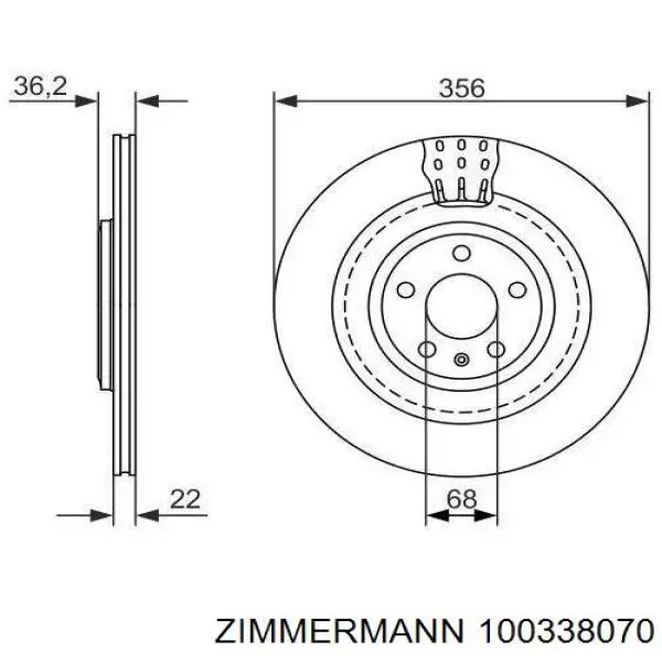 Купить 100338070 Zimmermann Ротор тормозной
