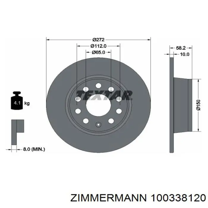 Диск гальмівний задній 100338120 Zimmermann