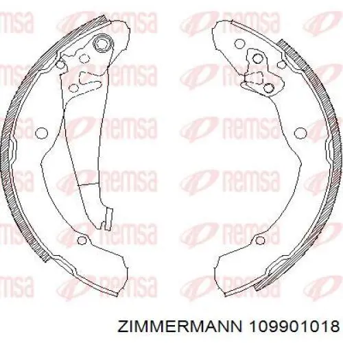 Купить 109901018 Zimmermann Задние барабанные тормозные колодки