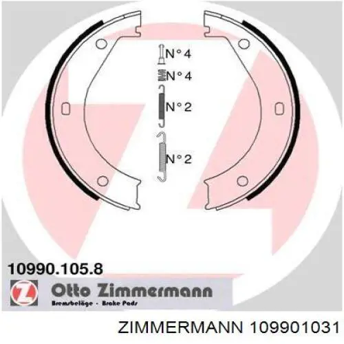 Колодки ручника (стояночного тормоза) Zimmermann 109901031