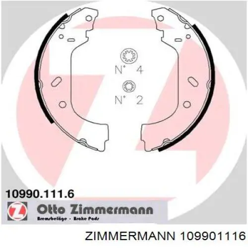 109901116 Zimmermann колодки тормозные задние барабанные