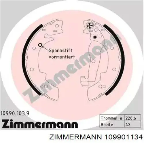 Задние барабанные колодки 109901134 Zimmermann