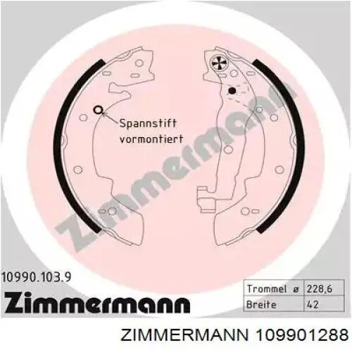 Тормозные колодки стояночного тормоза Zimmermann 109901288 цена, от 27.90 USD