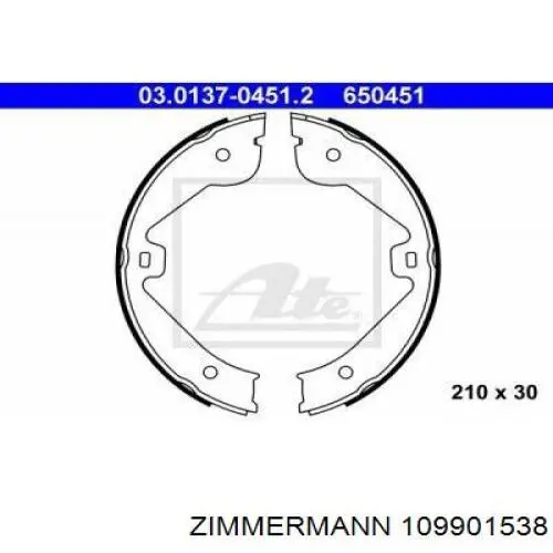 109901538 Zimmermann Тормозные колодки ручника
