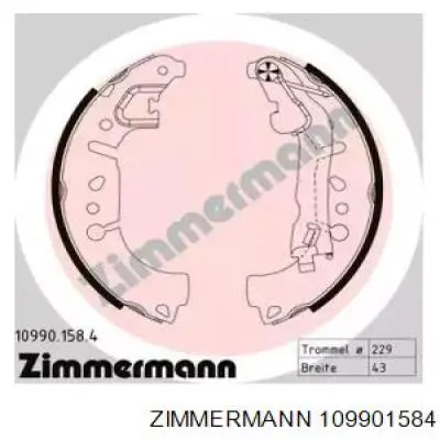 Задние барабанные колодки 109901584 Zimmermann