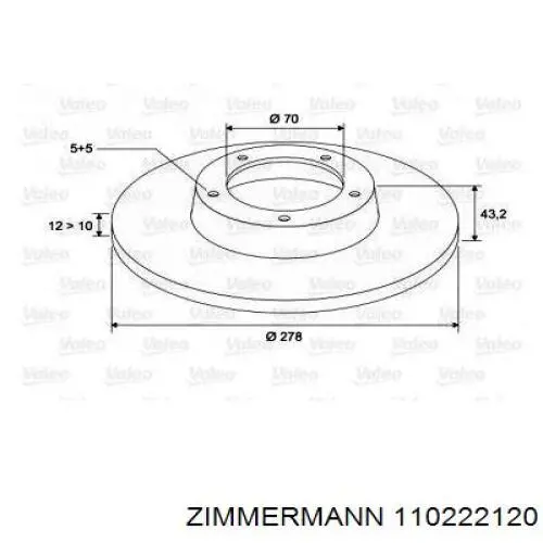 Купить 110222120 Zimmermann Диск тормозной задний