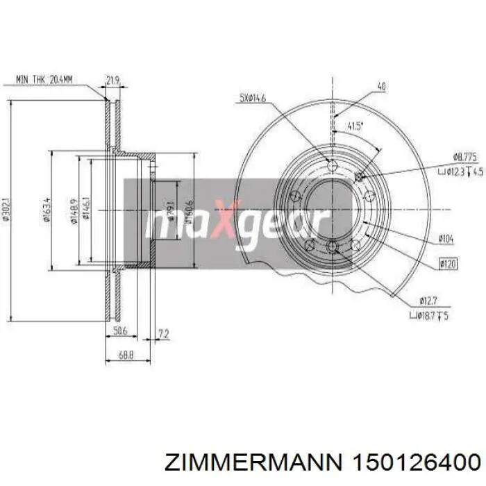 Передние тормозные диски 150126400 Zimmermann