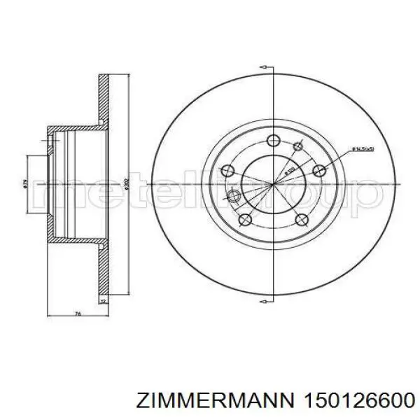 Купить 150126600 Zimmermann Ротор тормозной