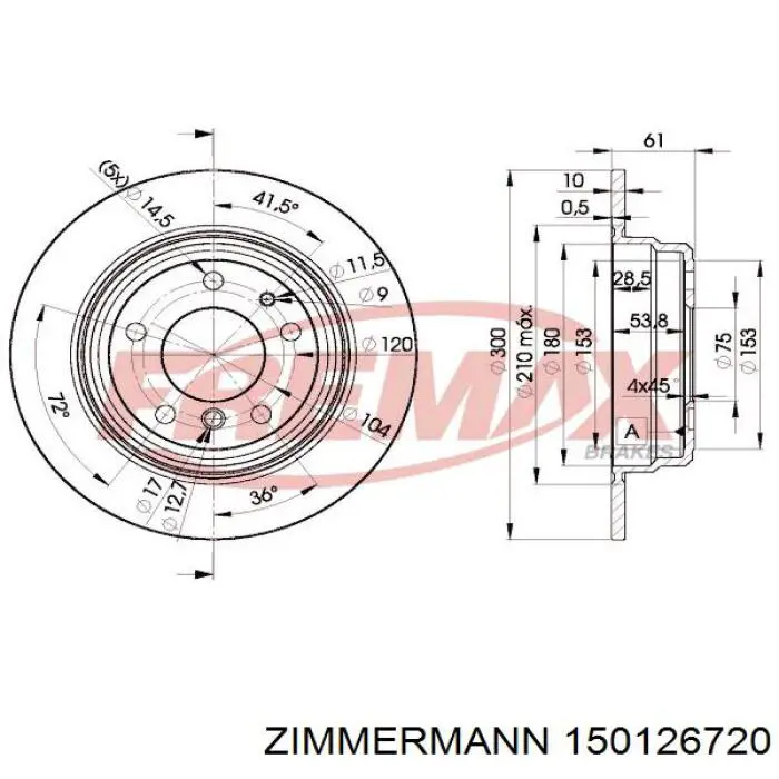 Тормозные диски 150126720 Zimmermann