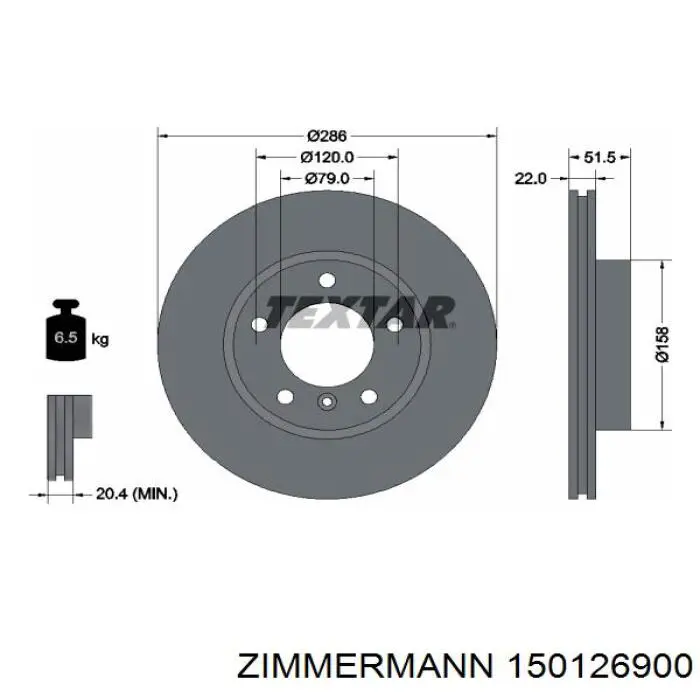 150126900 Zimmermann диск тормозной передний
