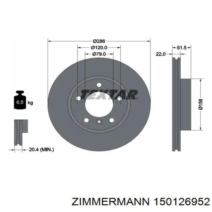 Тормоз дисковый передний Zimmermann 150126952 цена, от 93.37 USD